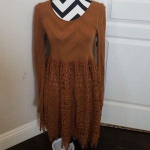 Entro Chocolate Lace Dress NWOT